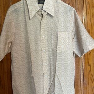 Men's Penneys Towncraft VINTAGE 70’s Beige Patterned Short Sleeve Shirt size M